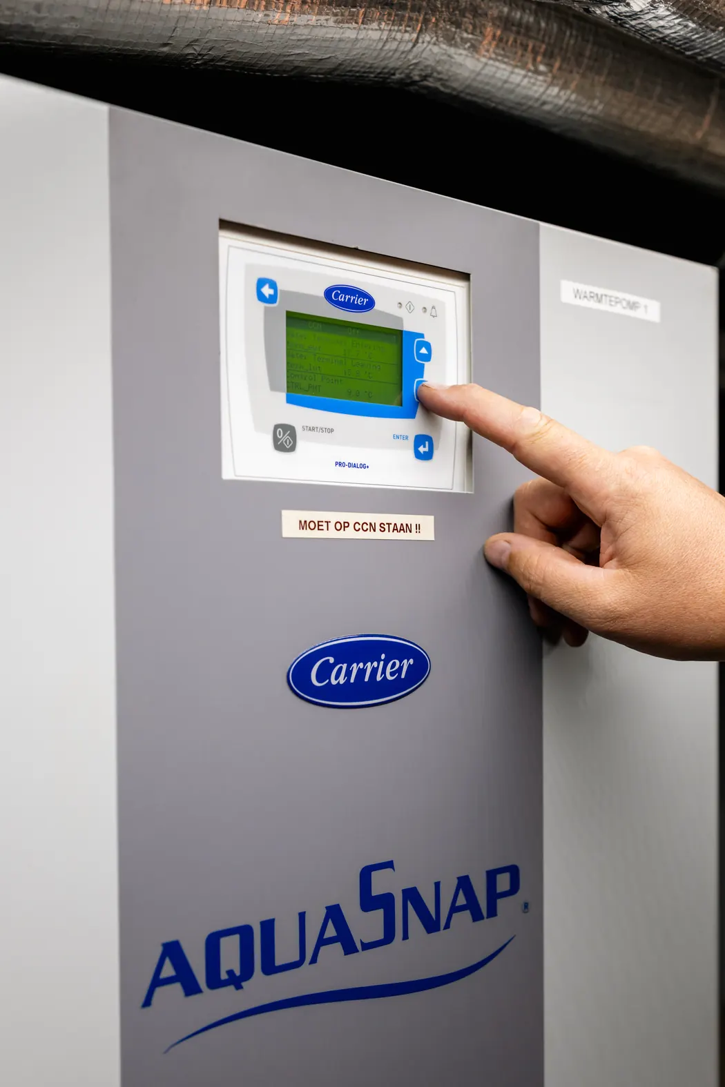 Bediening van een warmtepomp tijdens een controle